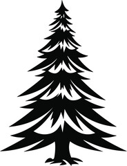 Obraz premium Christmas tree black and white symbols
