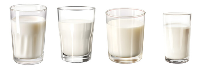 Milk on transparent PNG background, milk glass, isolated on white background, Generative Ai - obrazy, fototapety, plakaty