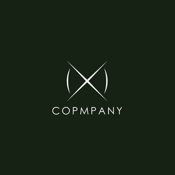 Round x text abstract compass adventure target business, logo, design, brand identity, flat logo, company, editable, vector