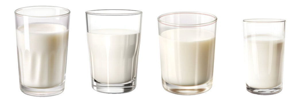 Milk on transparent PNG background, milk glass, isolated on white background, Generative Ai