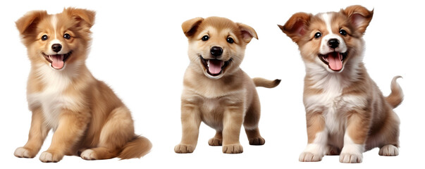 Happy smiling puppy on transparent PNG background, isolated on white background, Generative Ai - obrazy, fototapety, plakaty