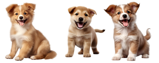 Happy smiling puppy on transparent PNG background, isolated on white background, Generative Ai