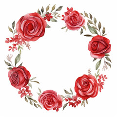 キュートで完璧なバラの花と開花モチーフのリース