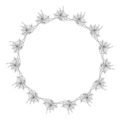 halloween web with spider art round frame