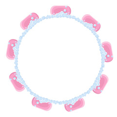 pink soap with foam bubble art drawn round frame