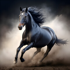 Obraz na płótnie Canvas running horse in the dark