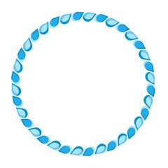 blue transparent water drops art drawn round frame