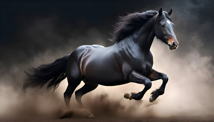 black horse runs