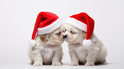 Puppies at christmas time