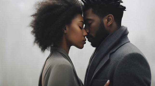 black couple kissing