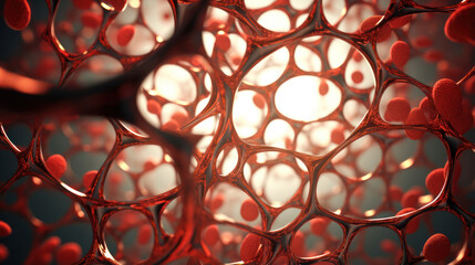 Intricate 3D Model Revealing the World of Human Red Blood Cells - obrazy, fototapety, plakaty