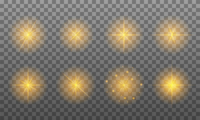 set of glowing stars, vector