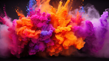 Fototapeta premium Colorful holi paint splash on black background