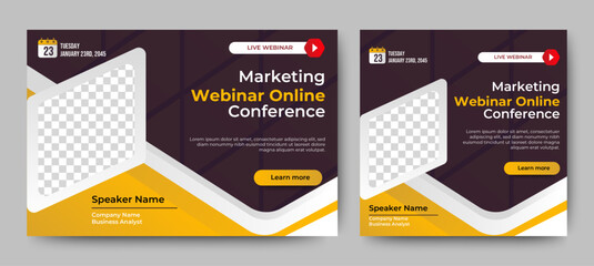 Business Webinar banner invitation template design. vector