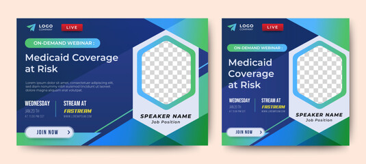 Healthcare Service webinar banner template design. vector	