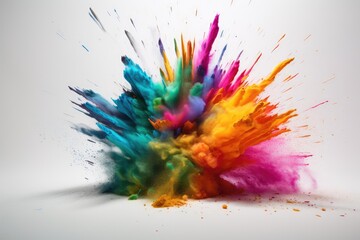 creative multicolor powder explosion texture with bursting effect generative ai