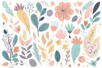 hand drawn botanical flower pattern in watercolor style