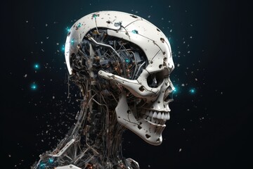 AI technology sci fi cyborg robotics demolition concept