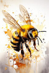 bee watercolor painting illustration of Majestic