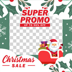 Christmas sale vector illustration.Christmas template for sale banner, design for social media. Vector eps 10
