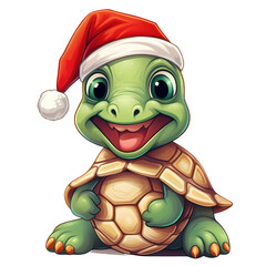 Cute Turtle Christmas Clipart Illustration