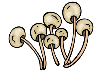 Hand drawn cartoon doodle of growing mushrooms
