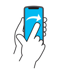 一本指のスワイプ　スマートフォンを操作する手のジェスチャーのシンプルなイラスト・アイコン