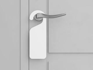 White Blank Door Hanger with Door Mockup 3D Render