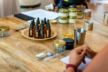 Soy candle workshop. Pure essences in candle jars.