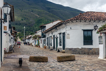 Calles empedradas de la ciudad colonial de Villa de Leyva, en el centro norte de Colombia