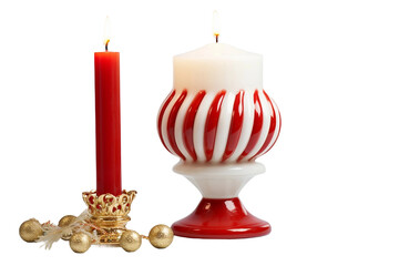 Elegant Holiday Christmas Candle Stand Isolated on Transparent Background