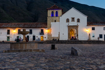 Iglesia de Nuestra Señora del Rosario, en la Plaza Mayor de la ciudad colonial de Villa de Leyva, en el centro norte de Colombia
