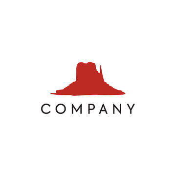 Red Rock Logo Template &ndash; Arizona Sedona National Park Mountain Brand Identity Vector