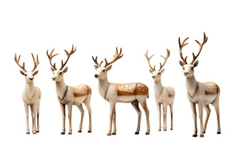 Whimsical Reindeer Figurines Isolated on Transparent Background - obrazy, fototapety, plakaty