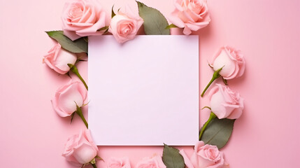 Square border frame made of rose flower