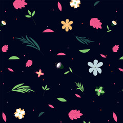 Floral pattern on a dark background. seamless pattern with flowers