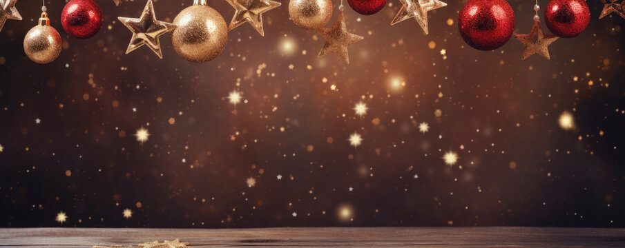 Beautiful Christmas Decoration With Free Space For Text. Merry Christmas Theme.