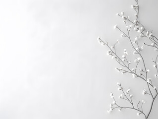 Minimalist Christmas white snow-covered branches muted gray canvas