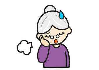 ため息をつくおばあちゃん