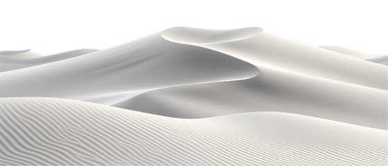 Flowing Sand Dunes with Shadows Isolated on Transparent or White Background, PNG