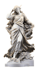 Marble Statue Figure Isolated on Transparent or White Background, PNG