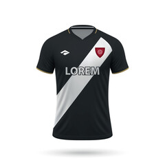 3d realistic soccer jersey in Vasco da Gama style, shirt template for football kit 2023 - obrazy, fototapety, plakaty