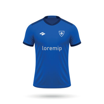3d realistic soccer jersey in Cruzeiro style, shirt template for football kit 2023