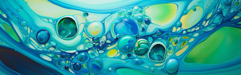 Fluid oil texture. Blue background. Background concept. Generative AI