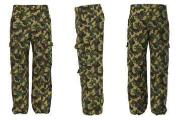 Men's cargo pants isolated. Mockup of plain cargo. Pants for daily activities cargo, menswear. Modern fashion