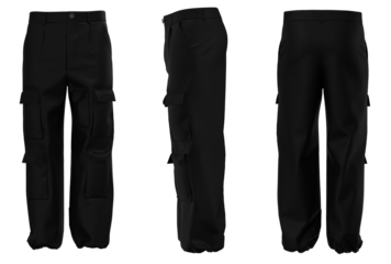 Men's cargo pants isolated. Mockup of plain cargo. Pants for daily activities cargo, menswear. Modern fashion