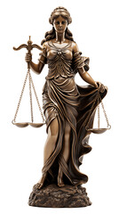 Lady Justice with Scales Isolated on Transparent or White Background, PNG