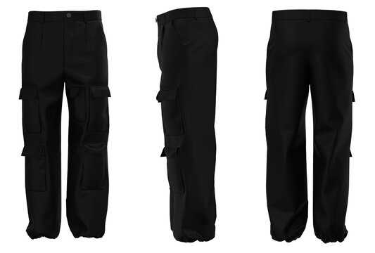 Men's cargo pants isolated. Mockup of plain cargo. Pants for daily activities cargo, menswear. Modern fashion