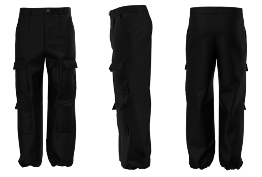 Men's cargo pants isolated. Mockup of plain cargo. Pants for daily activities cargo, menswear. Modern fashion