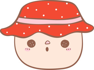 Cute Summer Snowman Sandman, Retro Christmas Cartoon Doodle Drawing